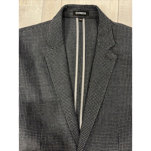 LOT OF 2 EXPRESS EXTRA SLIM CHARCOAL NAVY WOOL TWEED SPORT COAT JACKET SZ 40S - Picture 4 of 16